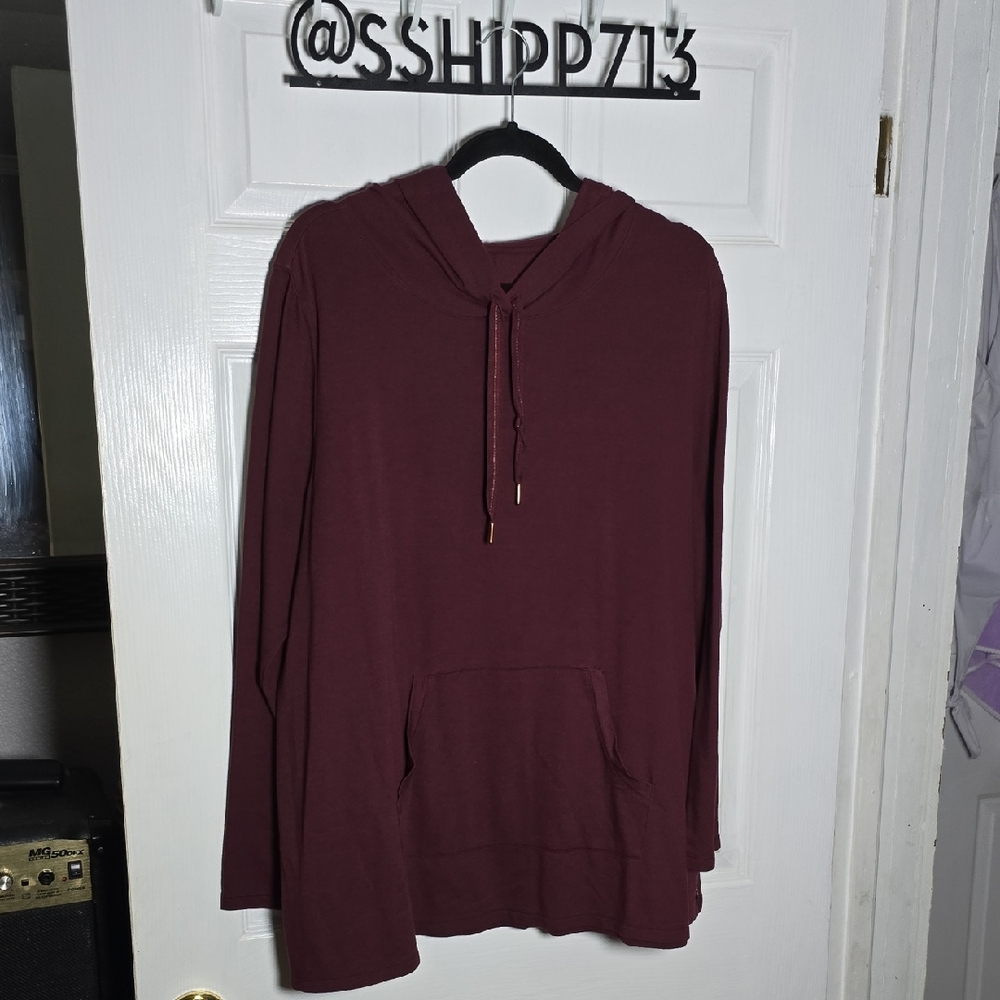 LIVI 2X Maroon Oversized Long Sleeve Hoodie